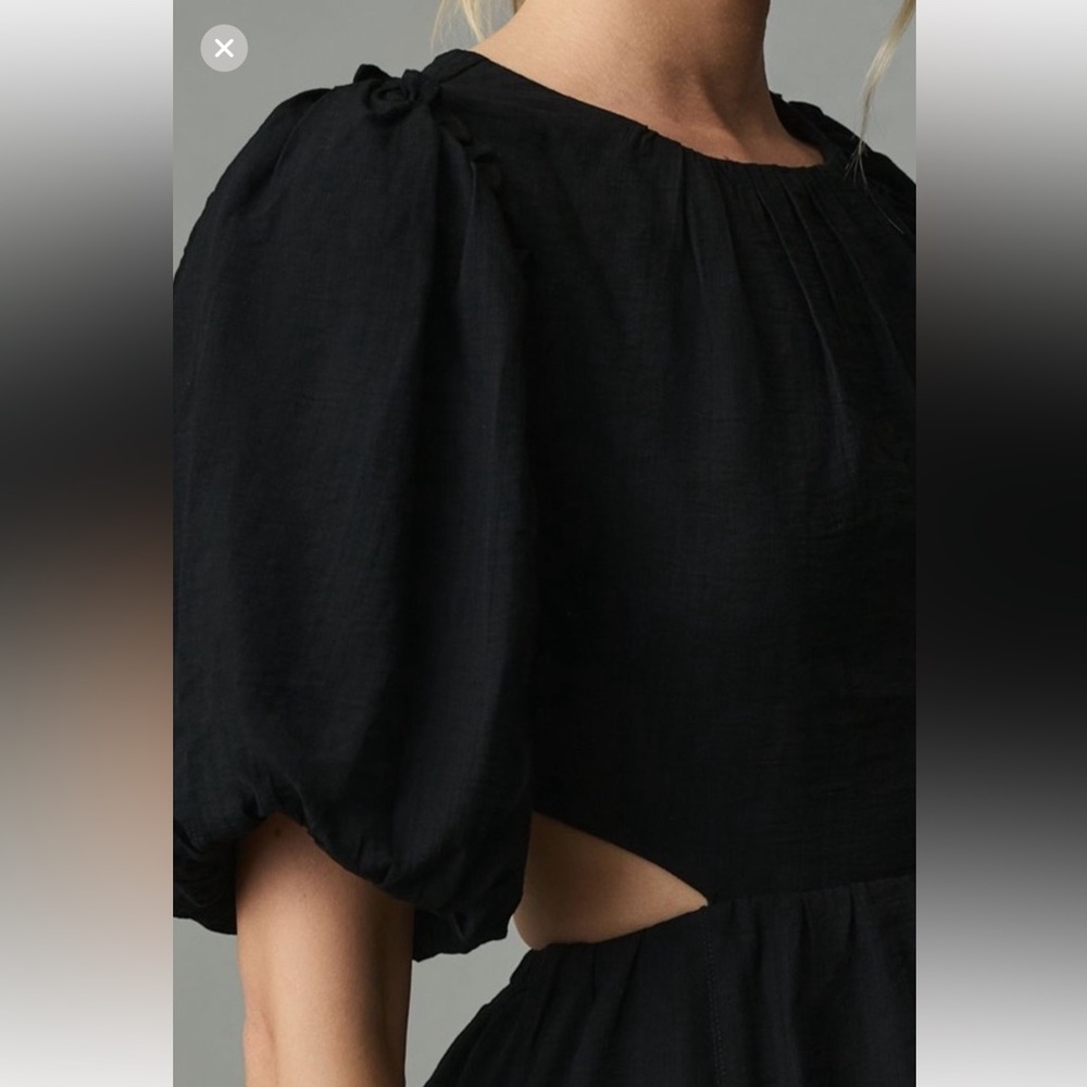Moon River Black Puff Sleeve Mini Dress - Picture 3 of 4
